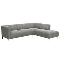 2,5-SITZER ECKSOFA mit Ottomane - Schwarz/Grau, Textil/Metall (252/205cm) - home24