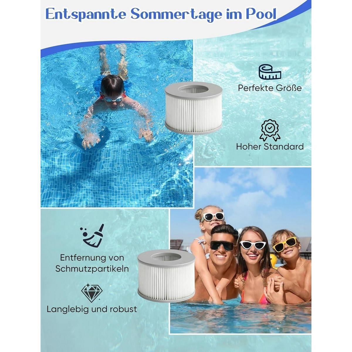 FILTERKARTUSCHE 8-teiliges Set für MSPA Whirlpools ab 2020 - Multicolor, Textil (1/1/1cm)