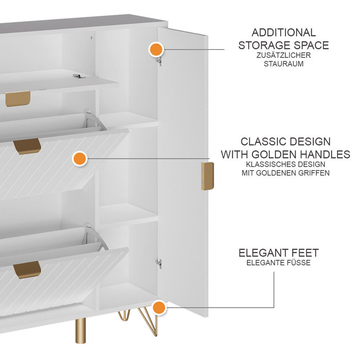 SCHUHSCHRANK Helge Weiß 108 x 107.5 cm - Weiß, Holzwerkstoff (108/107.5/23.5cm) - Vicco