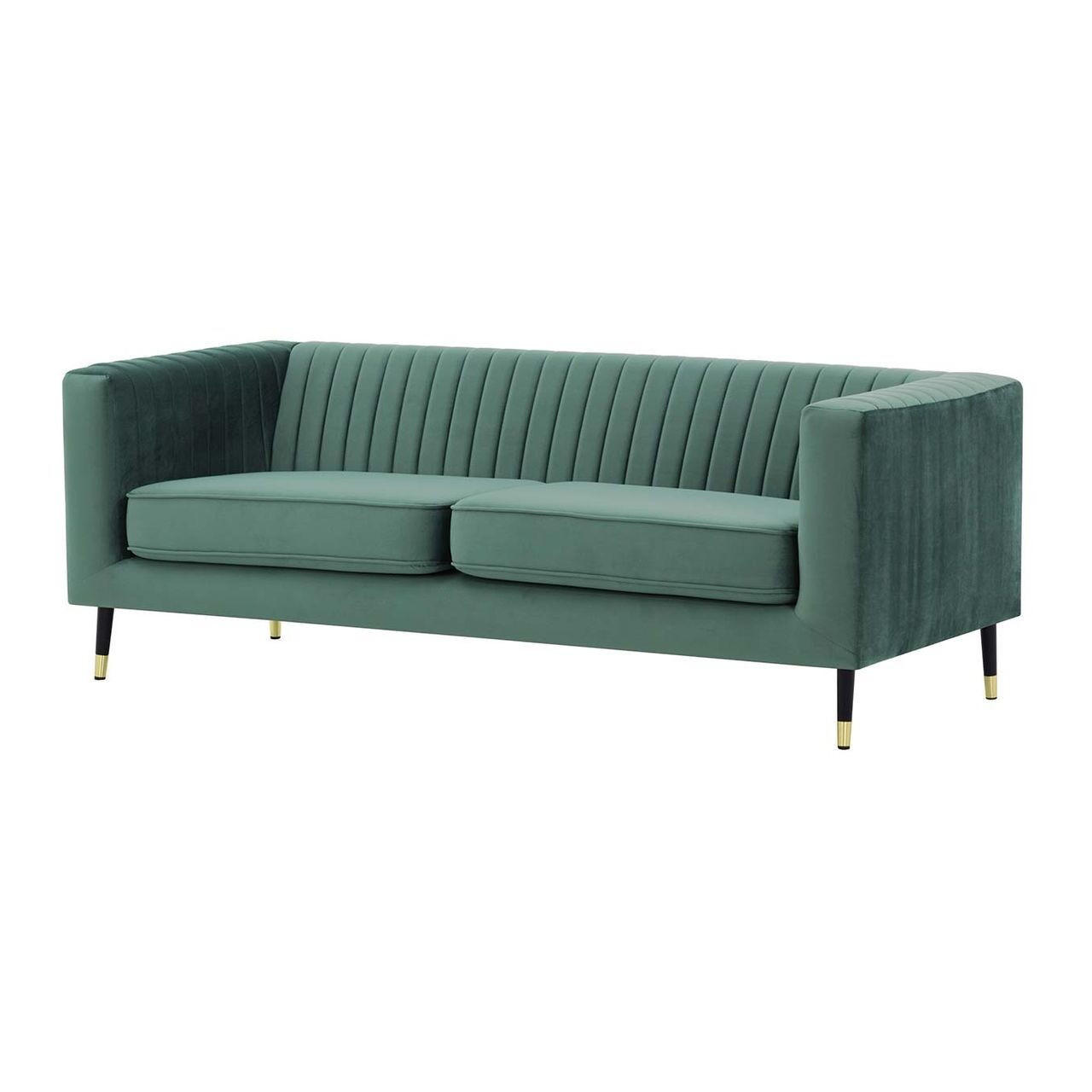DREISITZER SOFA Slender-Velluto 12 - Blau, Holz/Textil (201/71/83cm) - SLF24