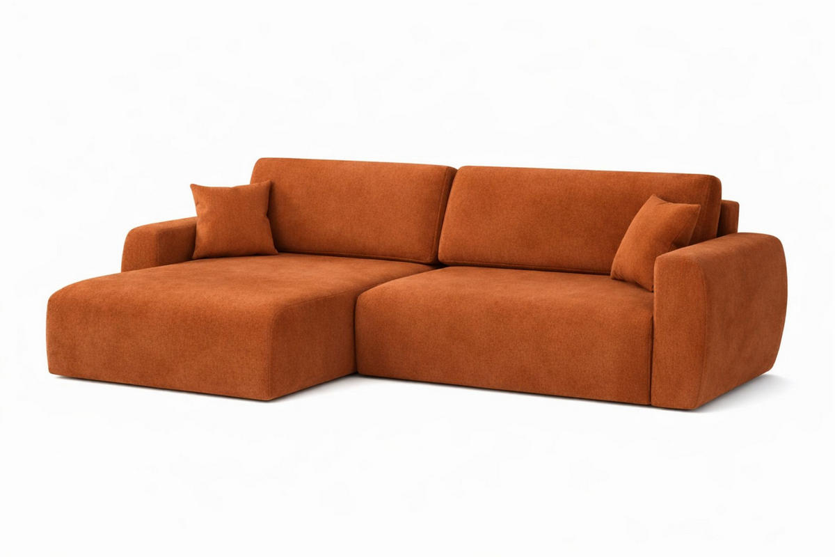 ECKSOFA Mit Schlaffunktion, Ariel XL, Velours, Stoff Salvador, Braun, Links - Braun, Holz (280/142cm) - Kaiser Möbel
