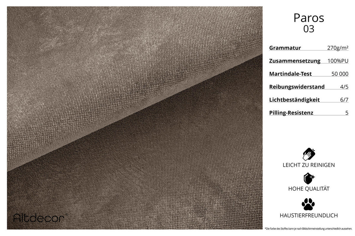 ECKSOFA Ottomane Rechts MARI-L1 - 243x171x79 cm Dunkelbraun Velours - Dunkelbraun/Schwarz, Holzwerkstoff/Kunststoff (171/243cm) - ALTDECOR