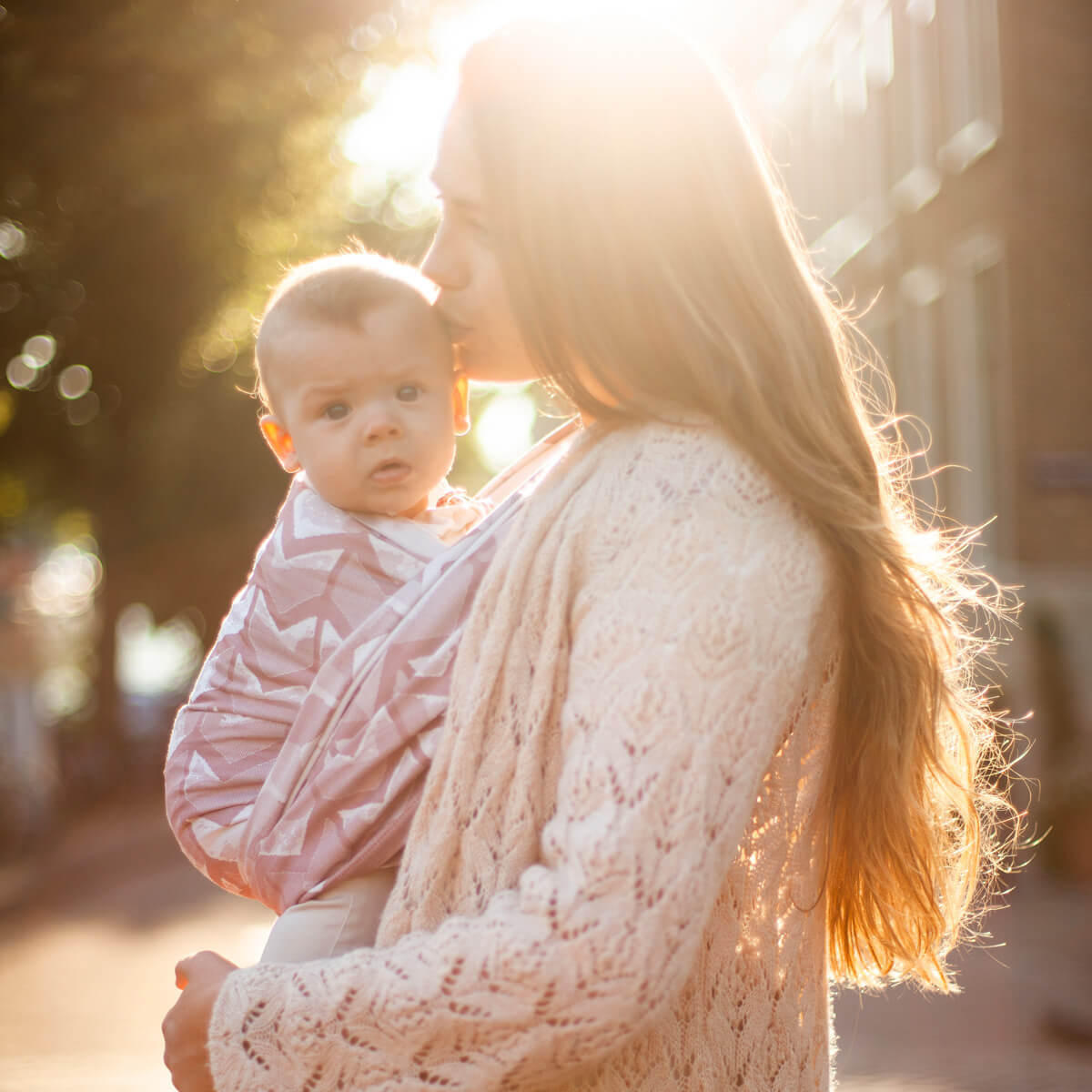 BABYTRAGETUCH Gewebtes Tragetuch kbA - Rosa/Weiß, Textil (70/0.1/540cm) - Hoppediz