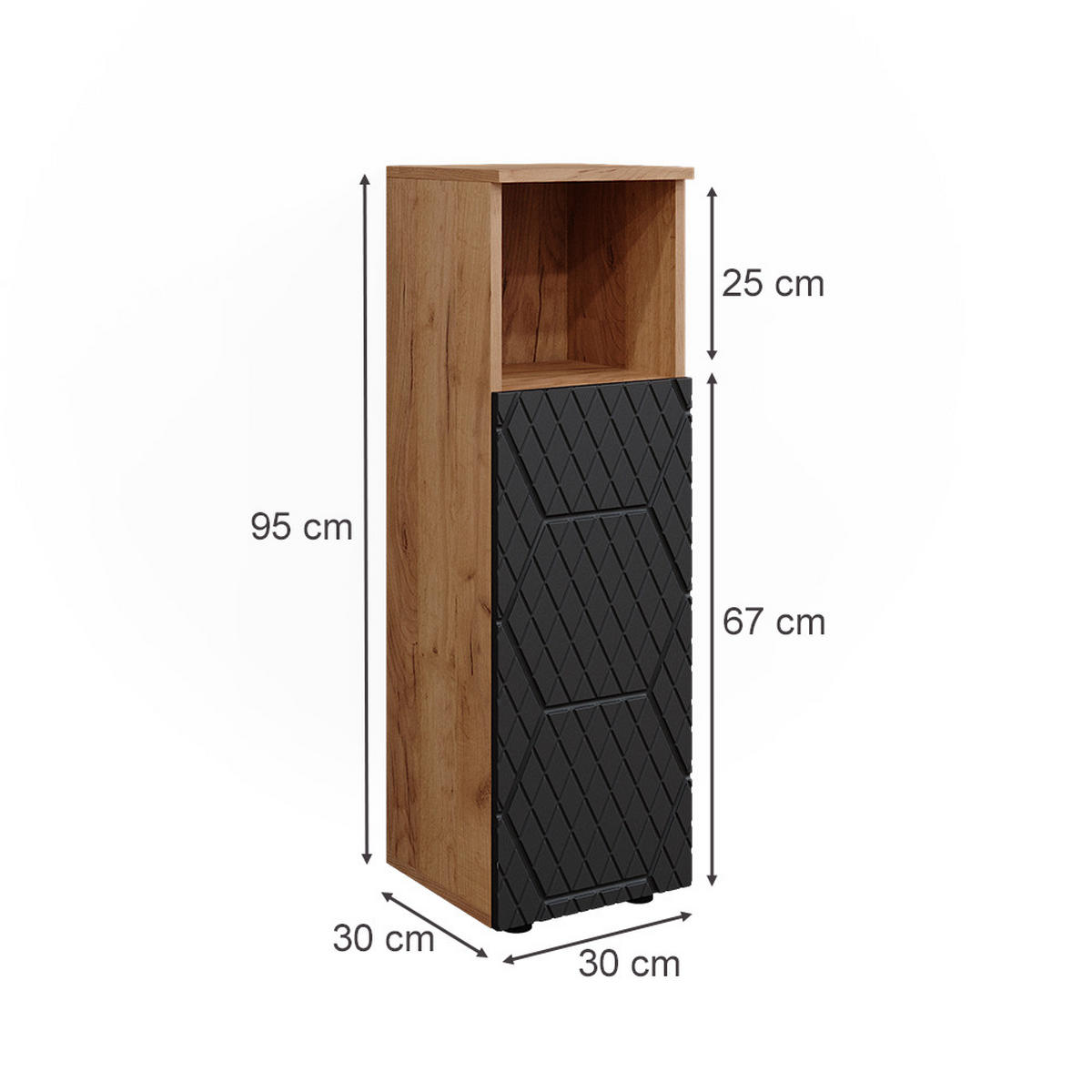 MIDISCHRANK Irma Anthrazit gestreift 30 x 95 cm - Anthrazit, Holzwerkstoff (30/95/30cm) - Vicco