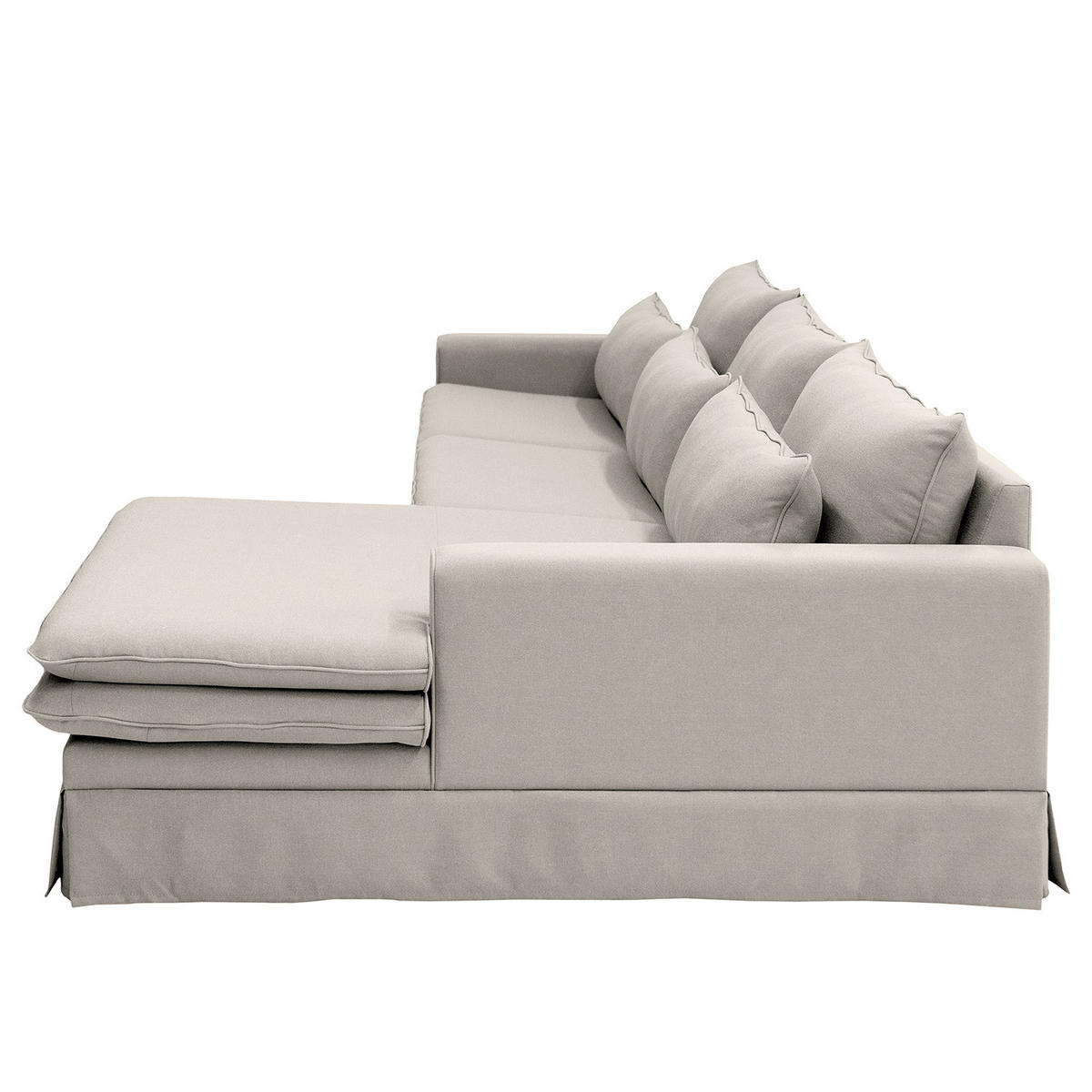 ECKSOFA mit Husse - Longchair, Webstoff - Hellgrau/Schwarz, Kunststoff/Textil (300/175cm) - home24