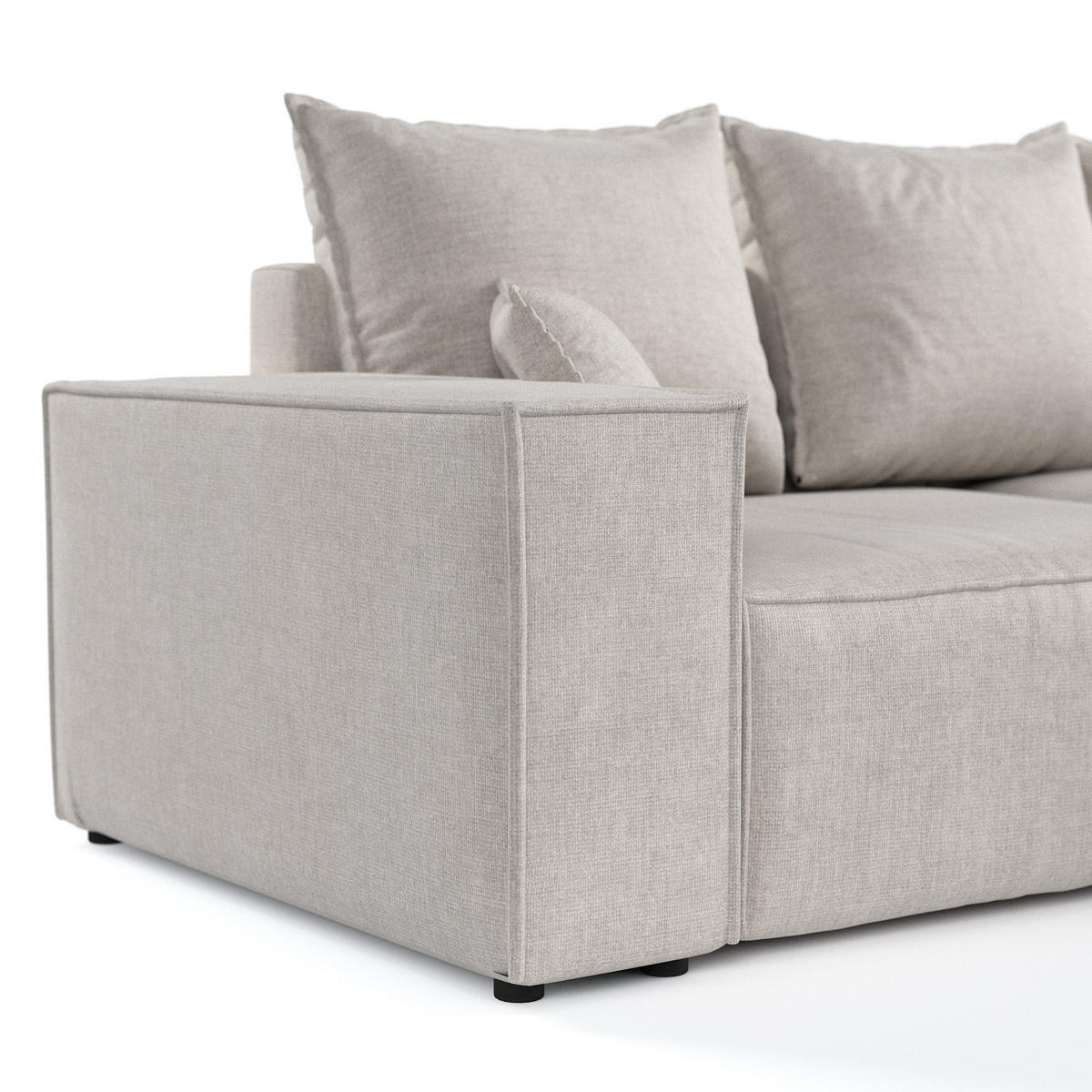 ROHOVÁ SEDAČKA SENSO, textil, Světle béžová - černá/béžová, dřevo/kompozitní dřevo (255/148cm) - AltaBeds