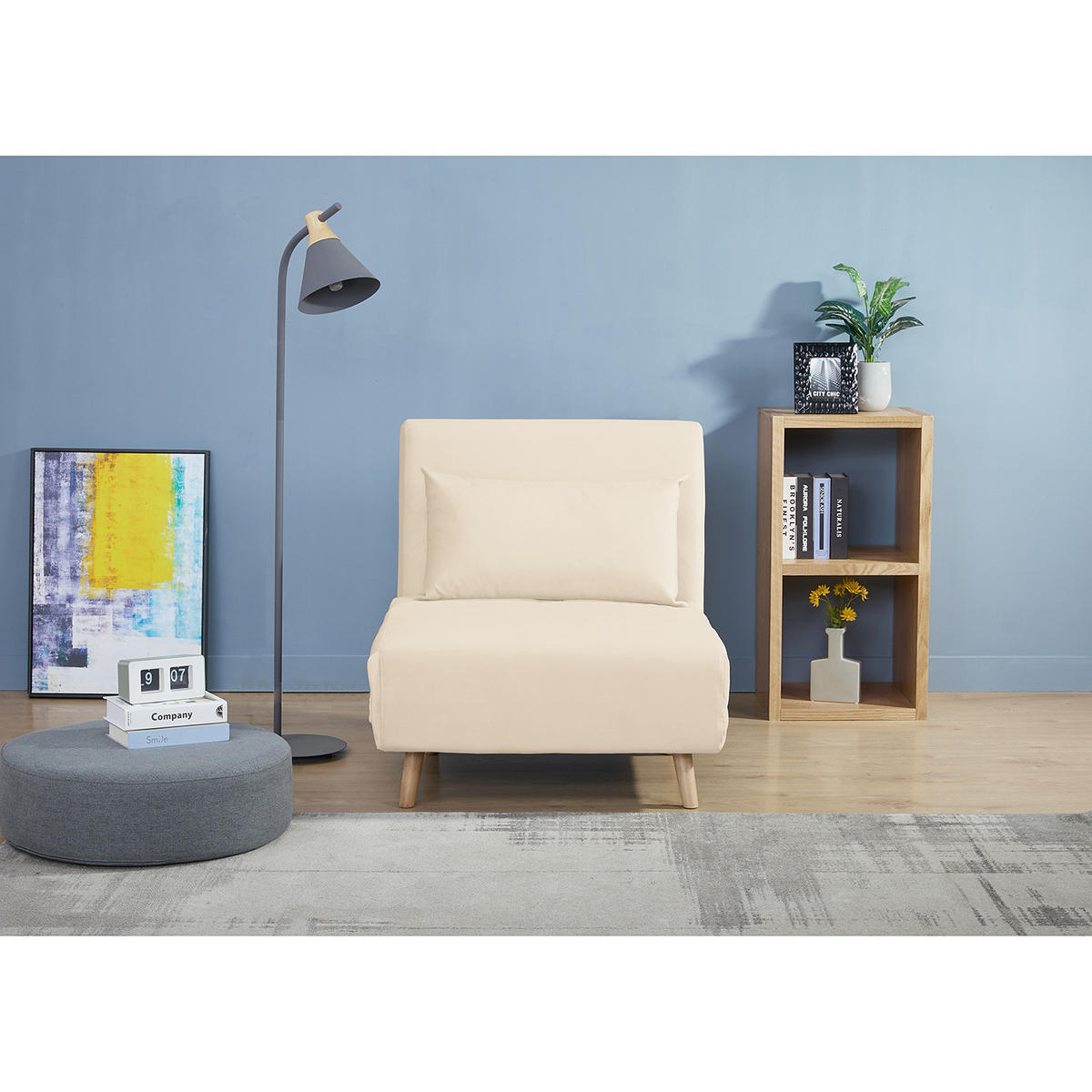 SCHLAFSESSEL - Buchefarben/Creme, Holz/Buchenholz (77/81/90cm) - home24