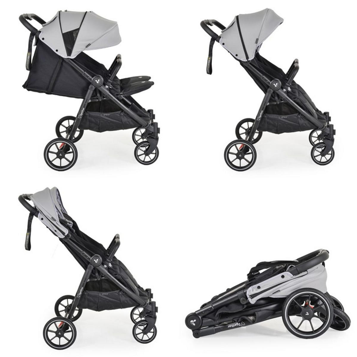 GESCHWISTERKINDERWAGEN 2Gether grau Fußabdeckungen, Aluminiumrahmen, faltbar - Grau, Metall (97/75/104cm) - Cangaroo