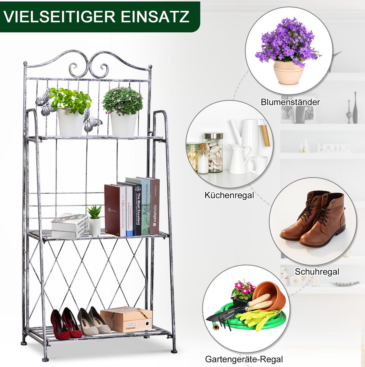 GARTENREGAL aus Metall 44x25x96 cm in Grau mit Faltfunktion - Grau, Metall (25/96/44cm) - Modfu