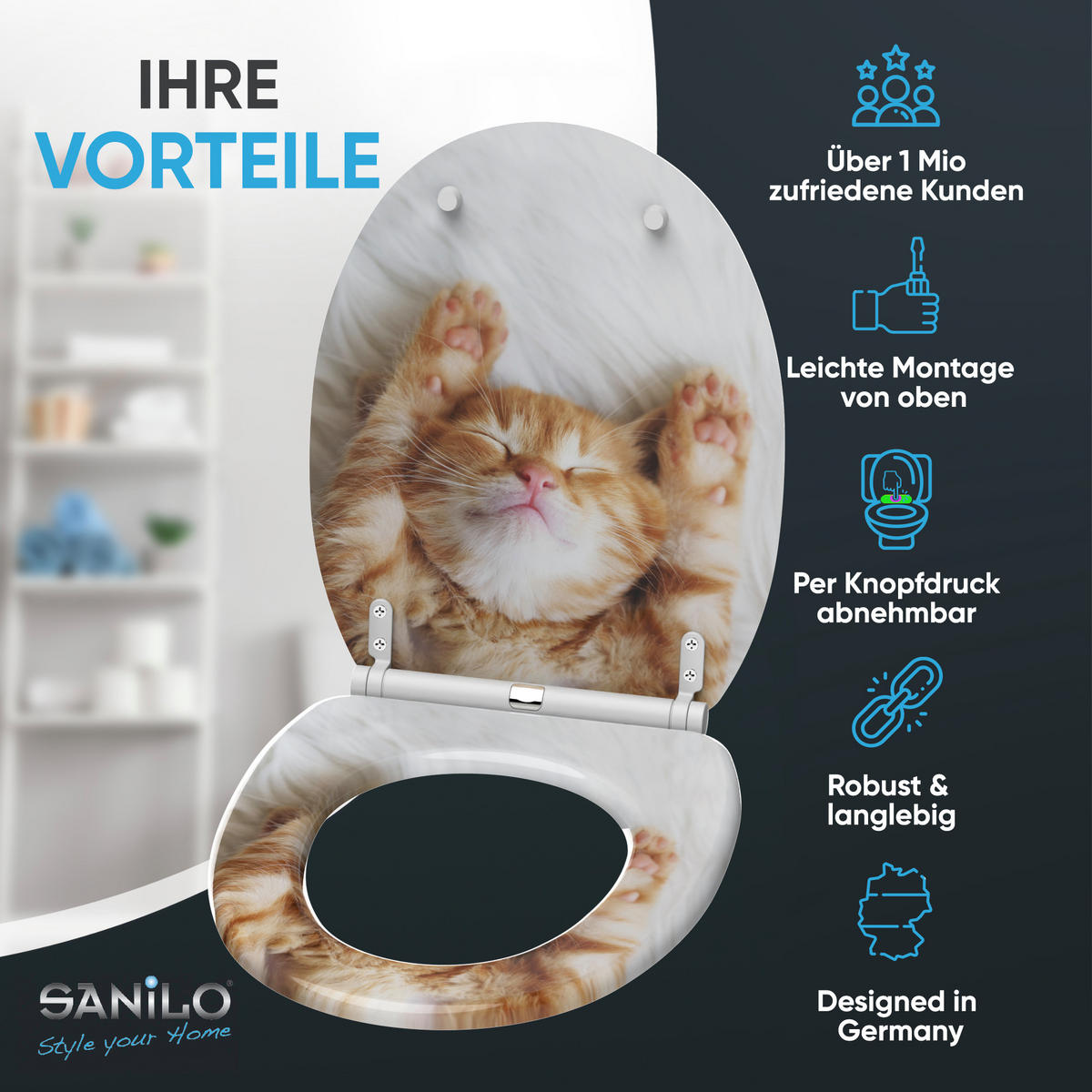 WC-SITZ mit Absenkautomatik & Top Fix Lilly - Braun, Holzwerkstoff (37.7/5.5/48cm) - Sanilo