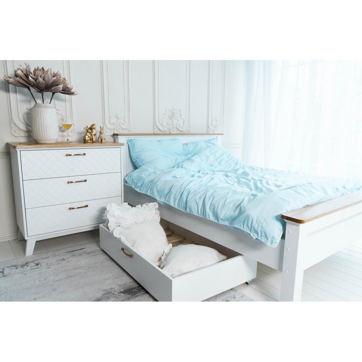 BETT 100x200 cm - Weiß/Naturfarben, Holz (100/200cm) - MSL wooden furniture