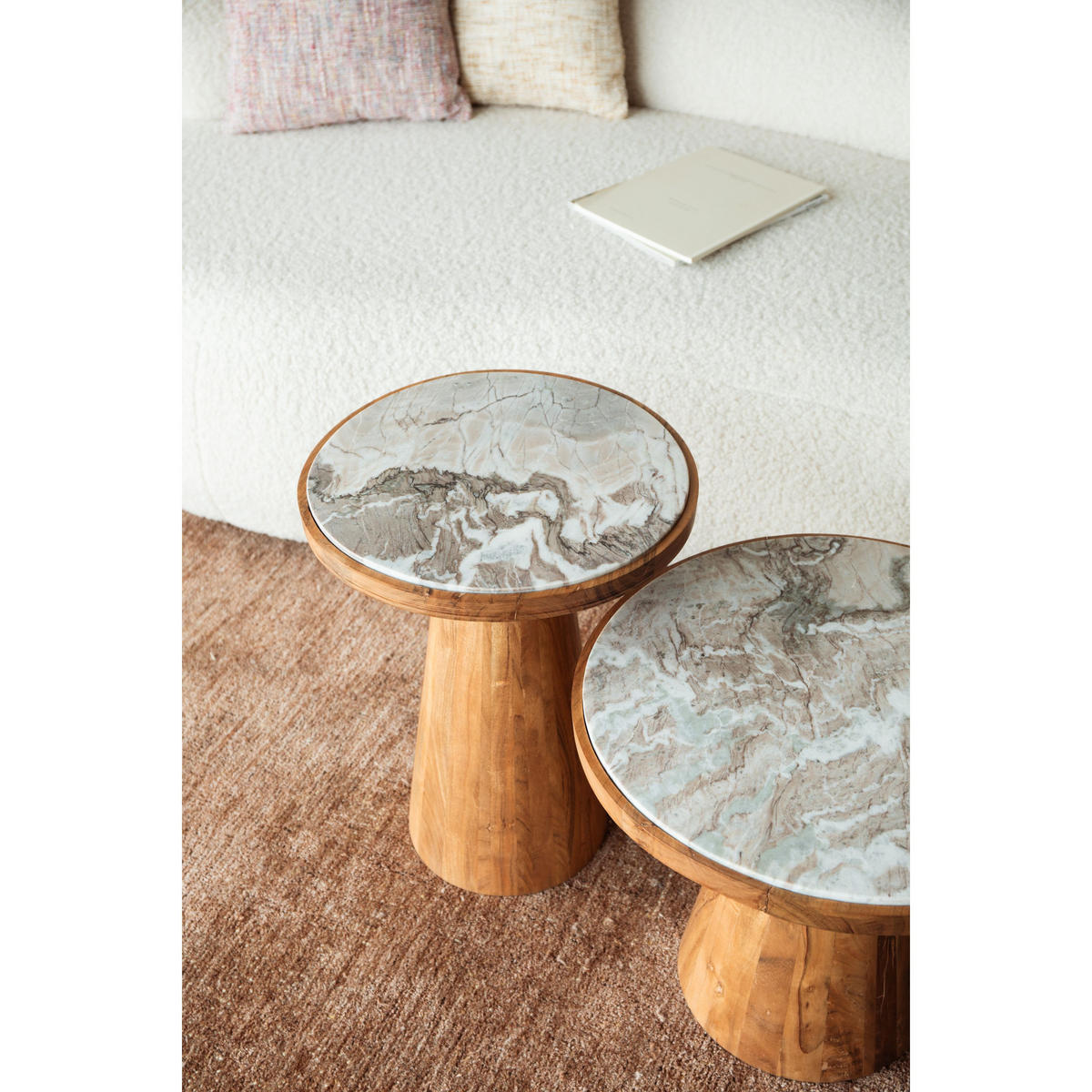 BEISTELLTISCH Mees Rund 40 cm - Braun, Holz (40/40/50cm) - Housecraft Living
