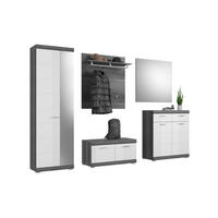 GARDEROBENKOMBINATION 5tlg. Scout Garderobe in Rauchsilber Nb. und weiß HG B/H/T: 272x197x40 cm - Anthrazit, Holzwerkstoff (272/197/40cm)