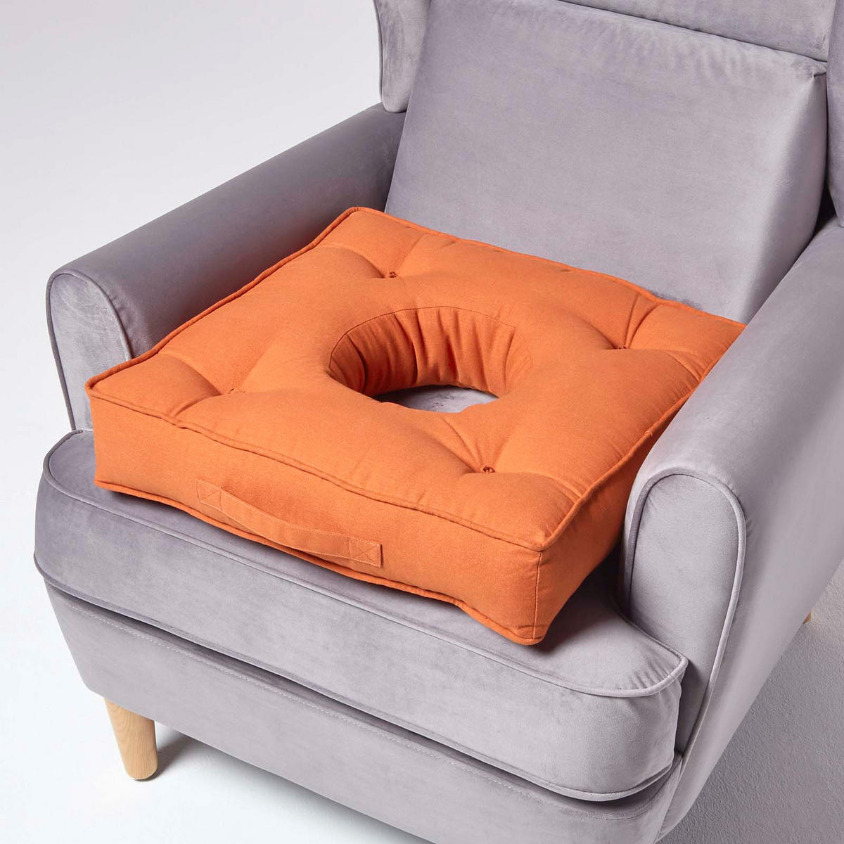 SITZKISSEN mit Aussparung terracotta 50/50/10 cm – Entlastungskissen, Baumwolle - Orange, Textil (50/50/10cm) - Homescapes