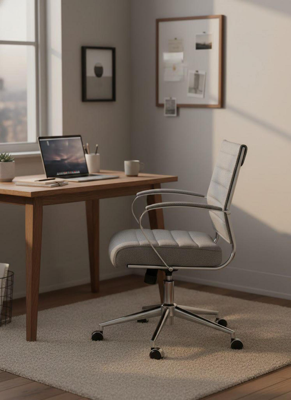 BÜROSTUHL Rynex Stoff grau - Chromfarben/Grau, Textil/Metall (57/100/62cm) - TPFLiving
