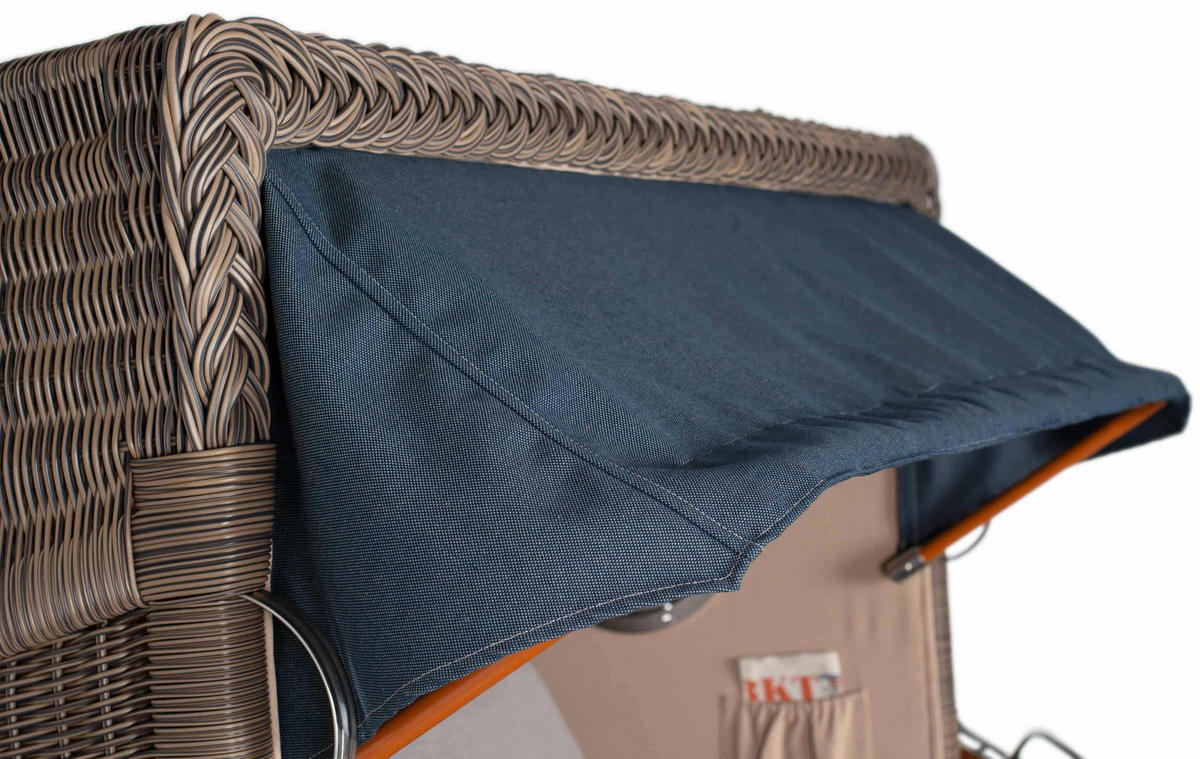 STRANDKORB XXL Düne Grande 2,5 Sitzer - Blau/Braun, Metall (142/170/95cm) - Mr. Deko