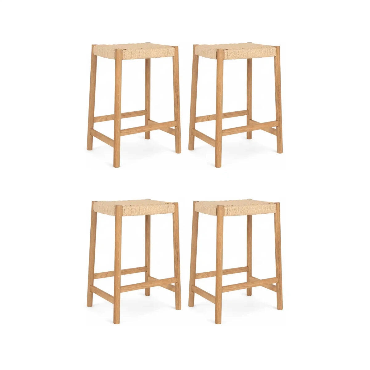 BARHOCKER-SET 4 Stück in Rattan / Eiche Wildeiche - Honigeiche/Eichefarben, Holz/Papier (44/66/37cm) - Furnhouse