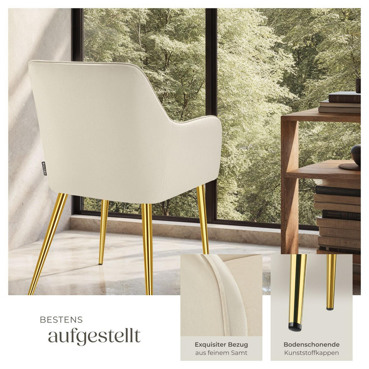 ARMLEHNSTUHL 2er Set Avane 55 x 63 5 x 86 5 cm beige - Beige, Textil (55/86.5/63.5cm) - tectake