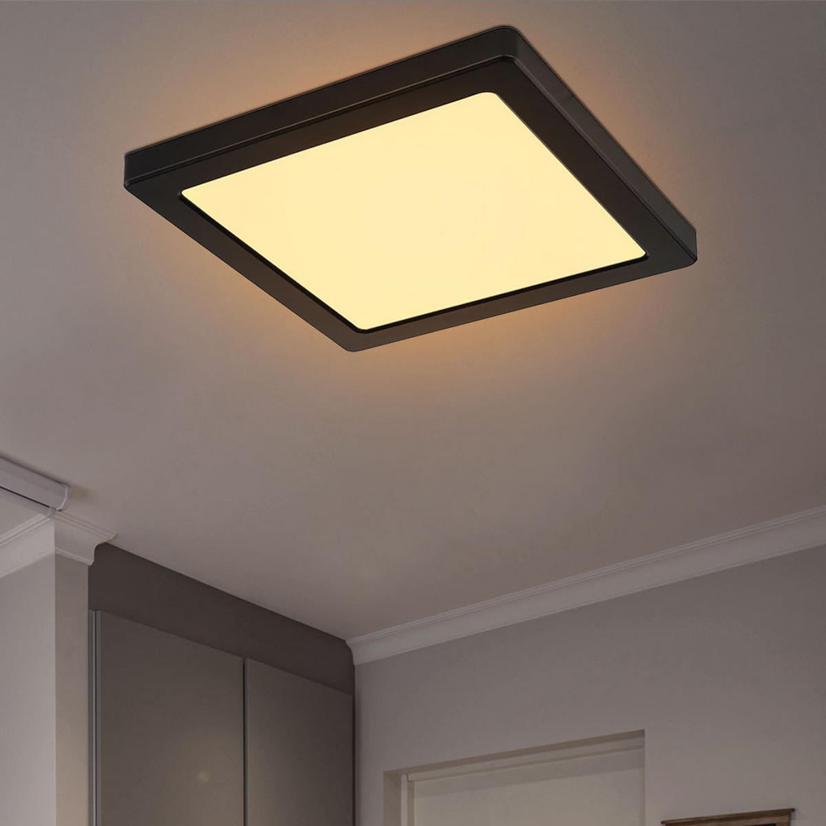 LED DECKENLEUCHTE Lasse Kunststoff Schwarz - Schwarz, Kunststoff (21.7/21.7/1.7cm)