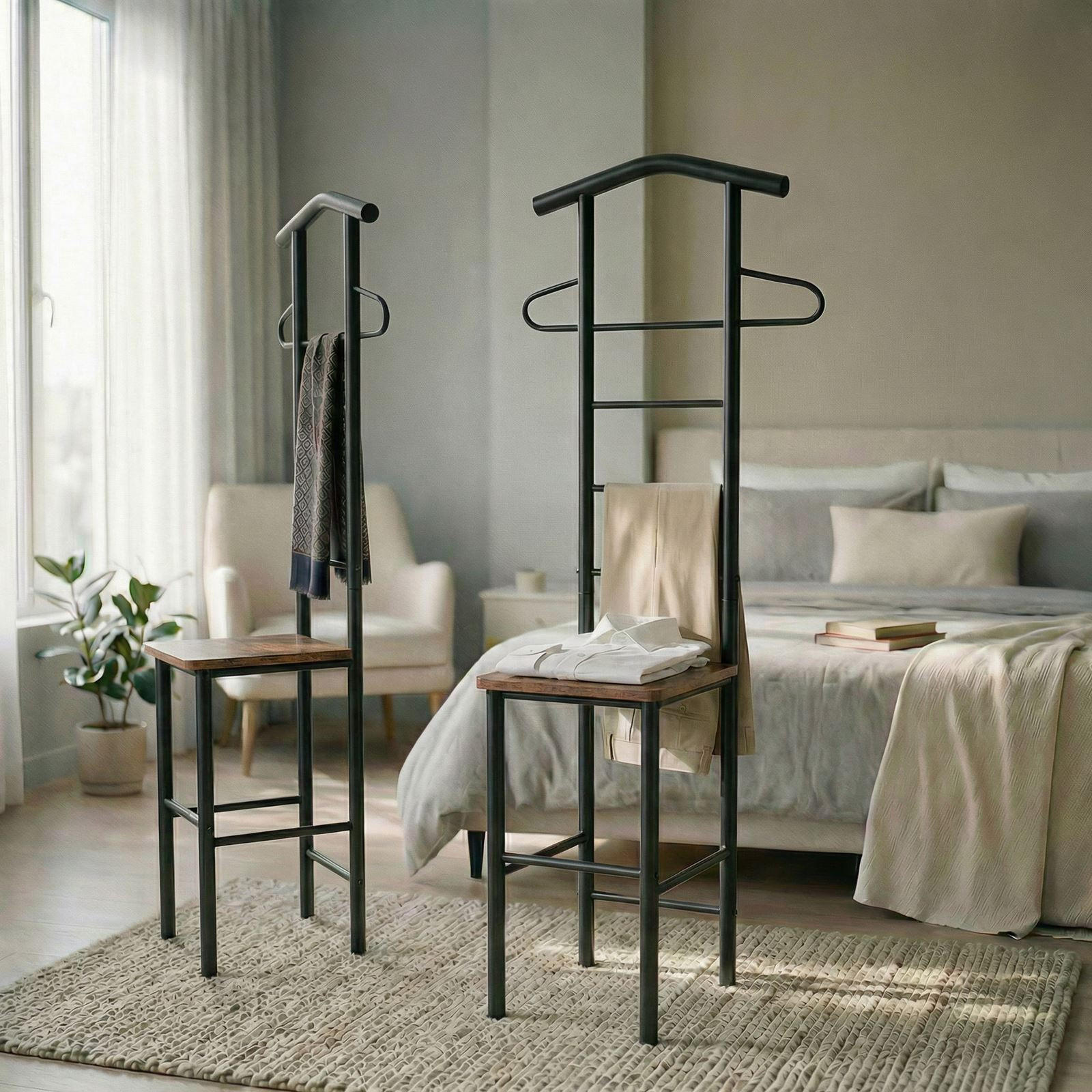 HERRENDIENER JIVO 2ER-SET - Dunkelbraun/Schwarz, Metall (53/121/47cm) - CARO-Möbel