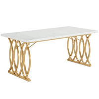 SCHREIBTISCH 160 x 80 cm Marmoroptik Weiß Gold - Weiß, Metall (160/80/75cm) - Meubliv