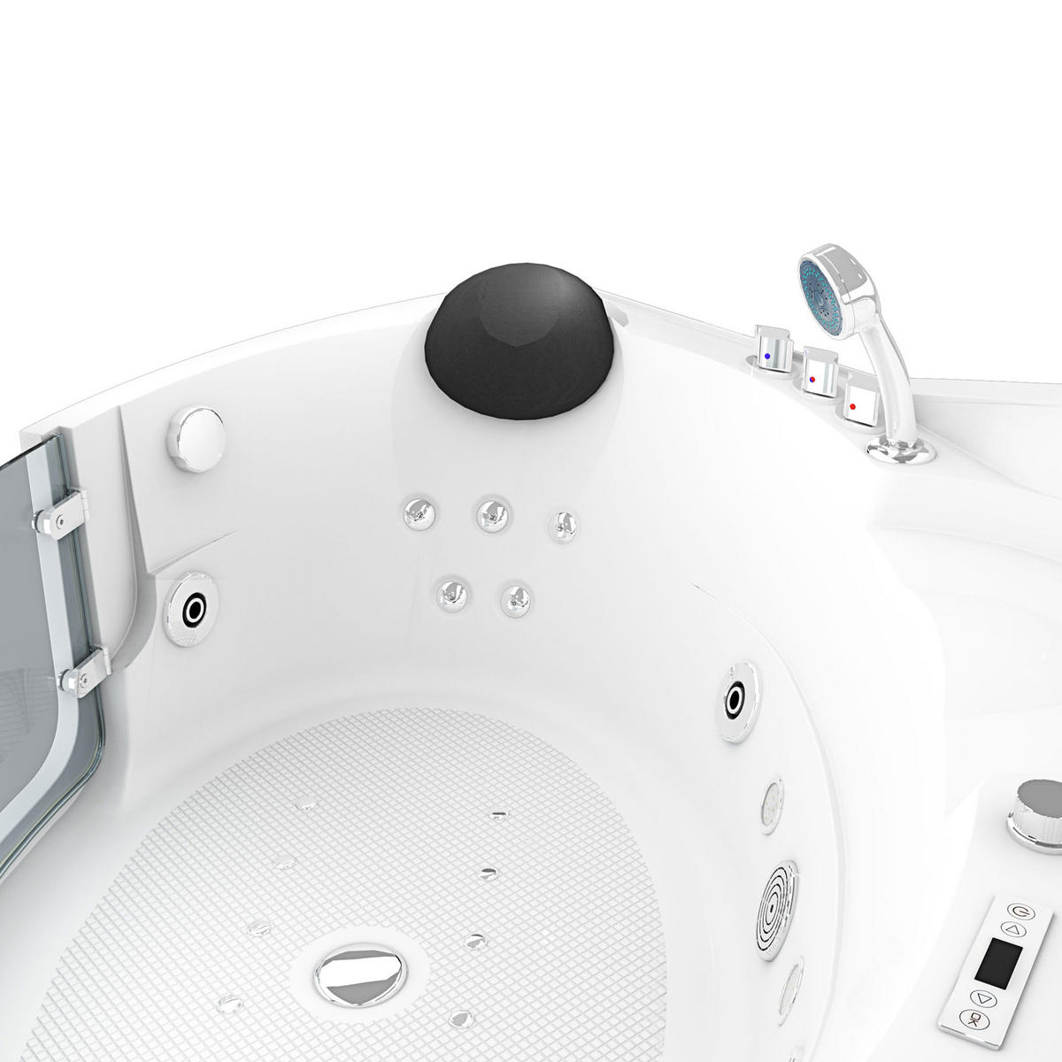 WHIRLPOOL Badewanne Wanne W60-TH-SC 140x140cm mit Tür - Weiß, Glas/Kunststoff (140/70/140cm) - AcquaVapore by Sandra Jentho