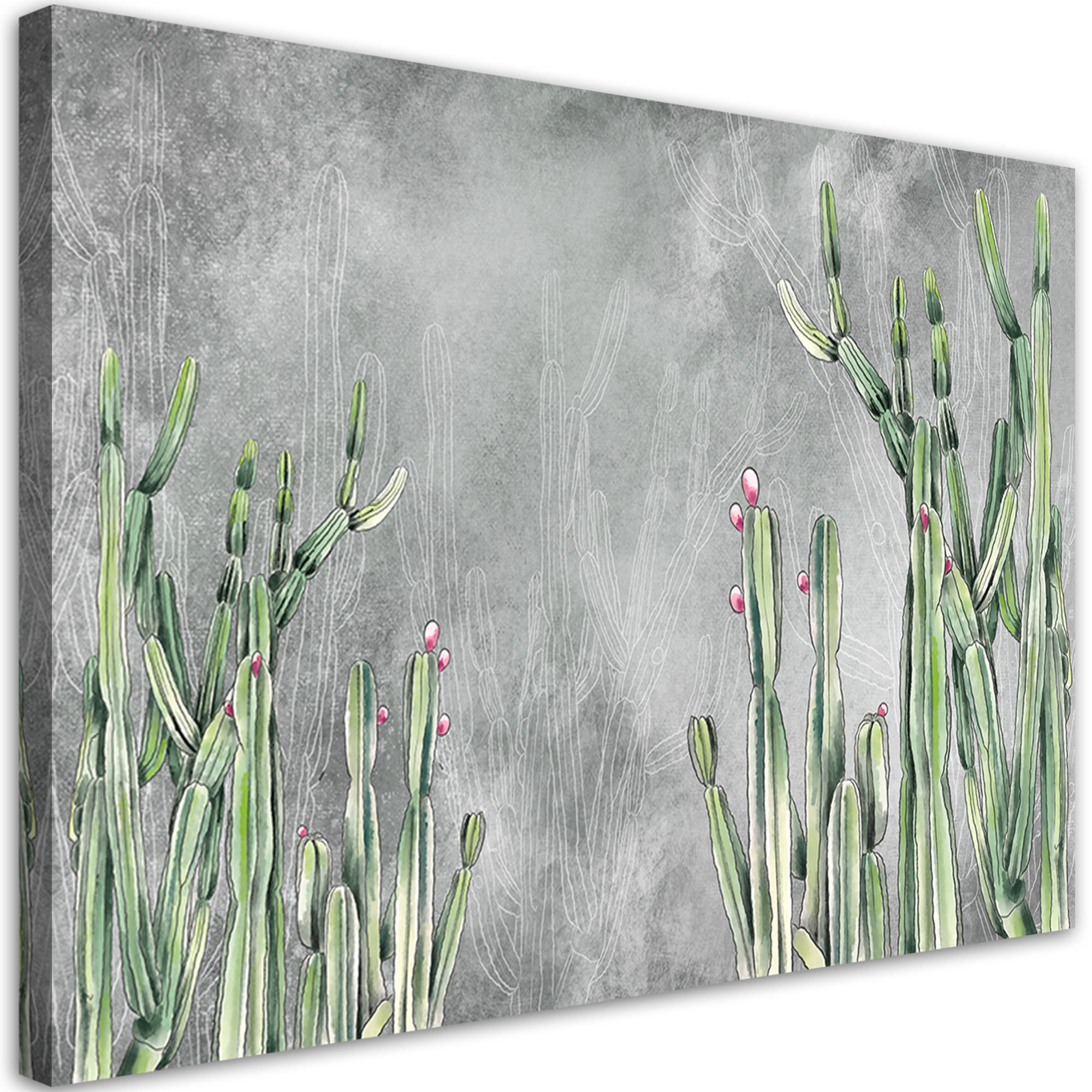 WANDBILD großer wüstenkaktus - Silberfarben, Textil (60/40cm) - Feeby