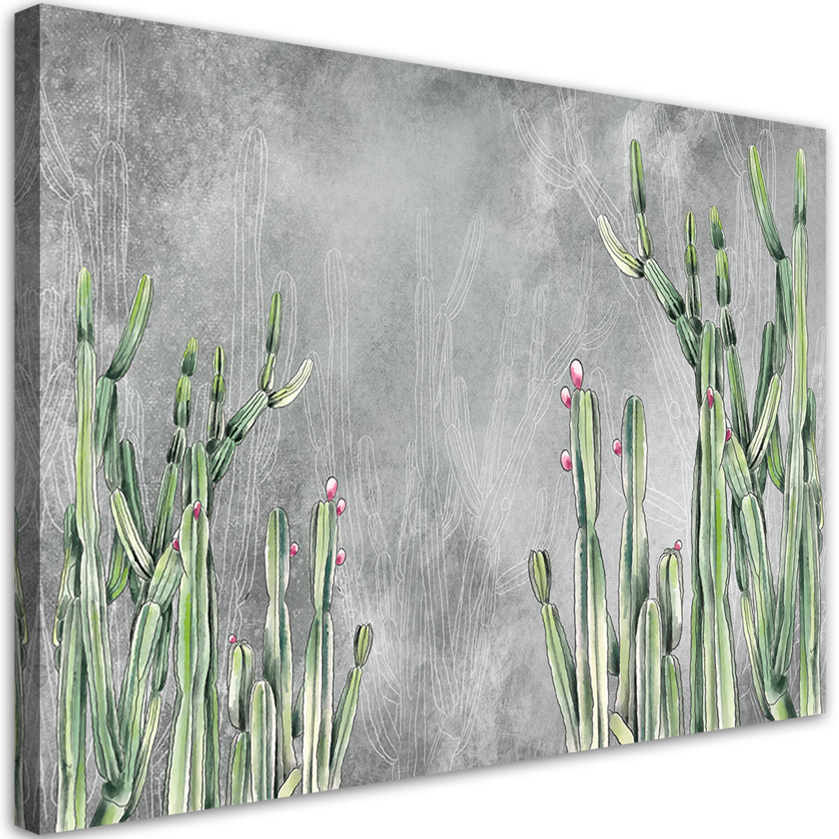 WANDBILD großer wüstenkaktus - Silberfarben, Textil (60/40cm) - Feeby