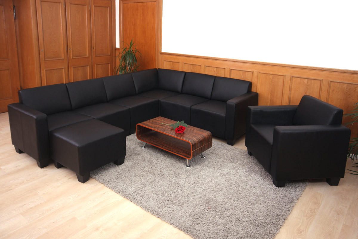 COUCH-GARNITUR Schwarz - Schwarz, Textil (288/76/216cm) - MCW