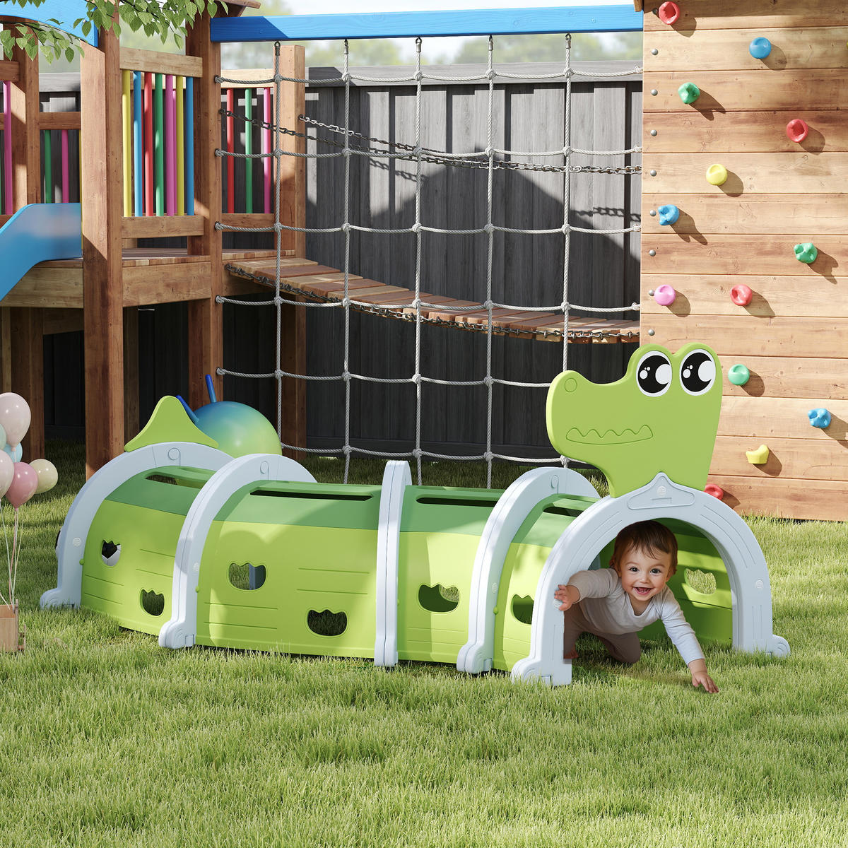 SPIELTUNNEL - Grün, Kunststoff (88/92/194cm) - AIYAPLAY