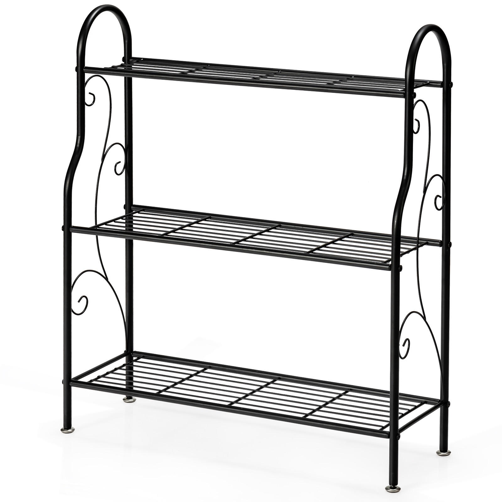 PFLANZENSTÄNDER Schwarz - Schwarz, Metall (25/85/72cm) - COSTWAY