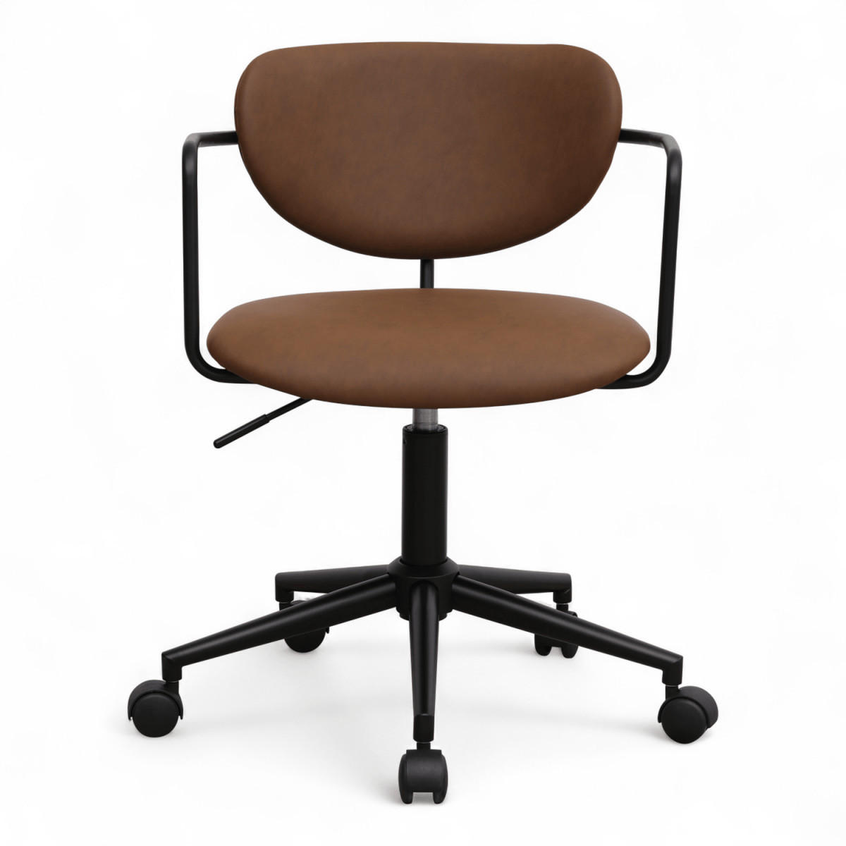 DREHSTUHL höhenverstellbar in Kunstleder Dunkelbraun - Schwarz/Braun, Textil/Metall (54/71/57cm) - Furnhouse