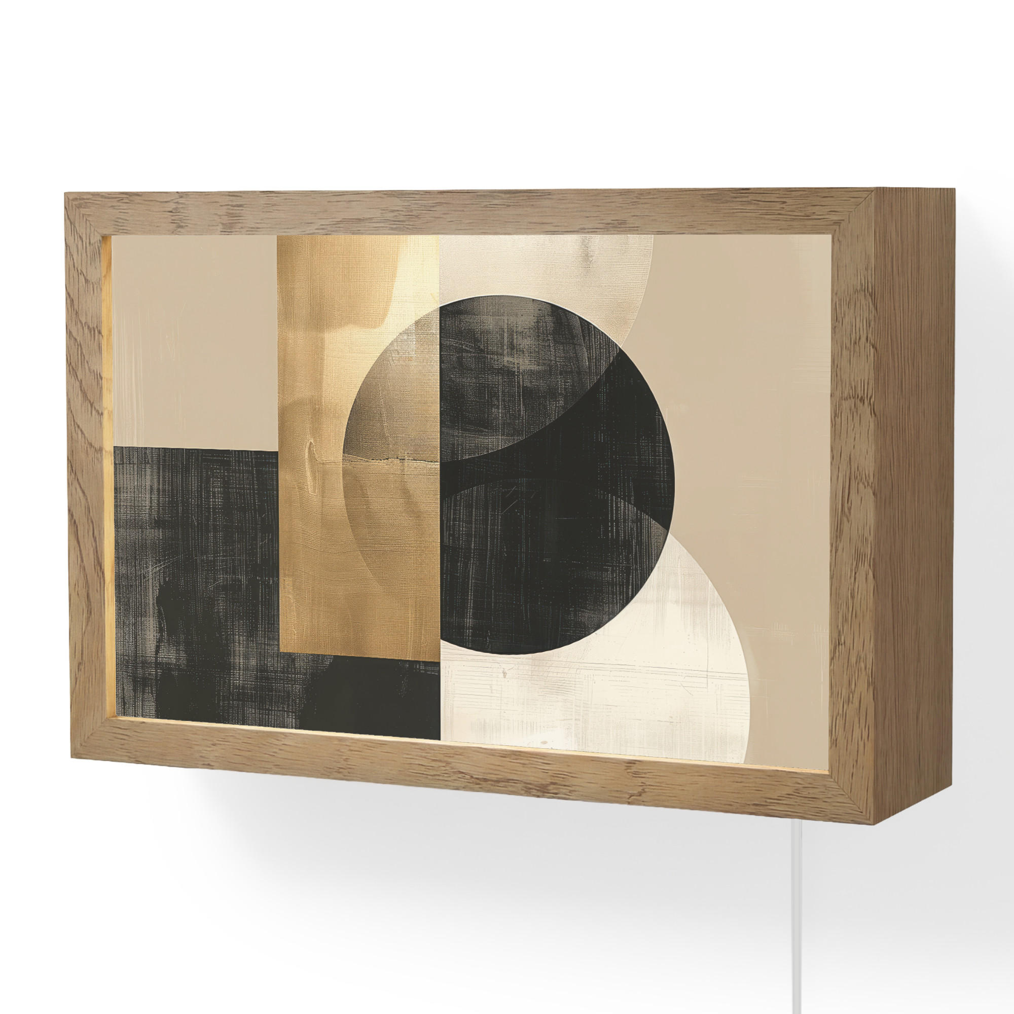 WANDLEUCHTE Abstrakt - Modern - Schwarz - Gold 30x20 cm - Sandfarben, Holzwerkstoff (30/20/8cm) - OnlyWow