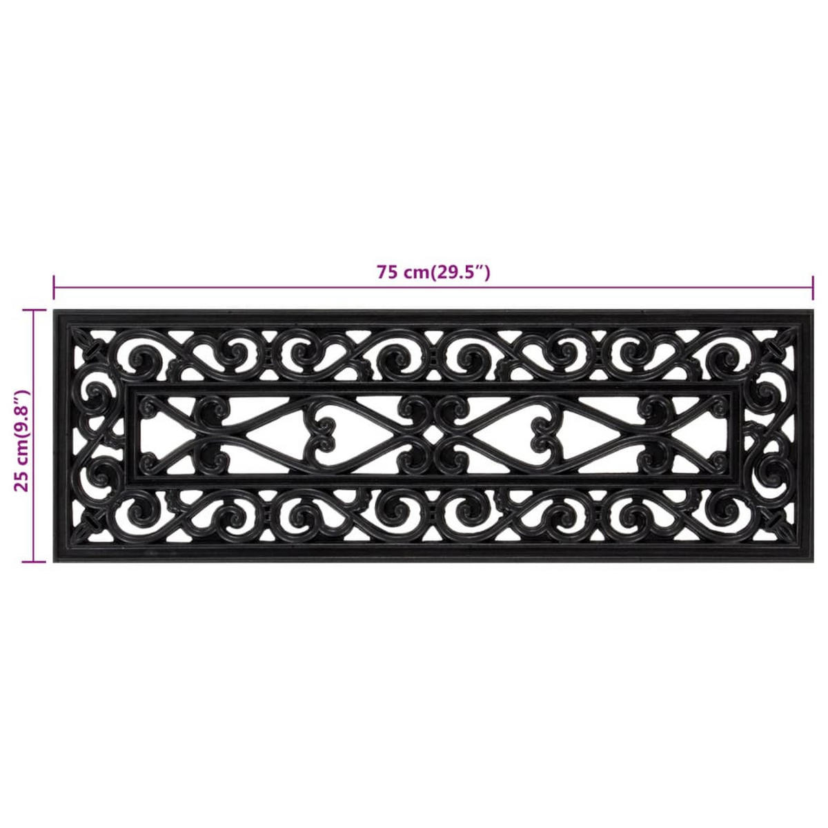 STUFENMATTEN-SET 25/75 cm, aus Gummi, Schwarz, 5er-Set - Schwarz, Kunststoff (75/25/0.4cm) - vidaXL