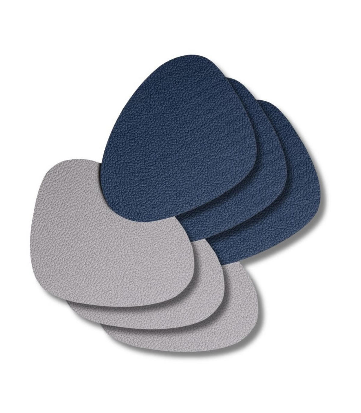 UNTERSETZER - Veganes Leder - Grau / Blau - Organic - doppelseitig - 13 x 11 cm - 6 Stück - Blau, Kunststoff (11/13cm) - Cookinglife