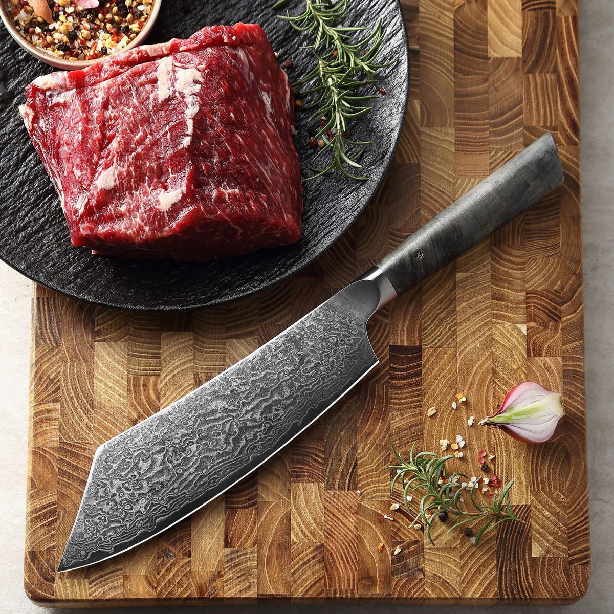 BLOCKMESSER HAKATA BOCHO 20 cm - Ahornfarben, Holz/Metall (34cm) - Zayiko