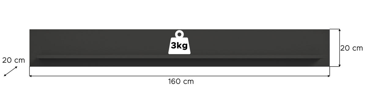 WANDBOARD Vinea (B/H/T: ca. 160/20/20 cm) in grau/grau matt - Grau, Holzwerkstoff (160/20/20cm)