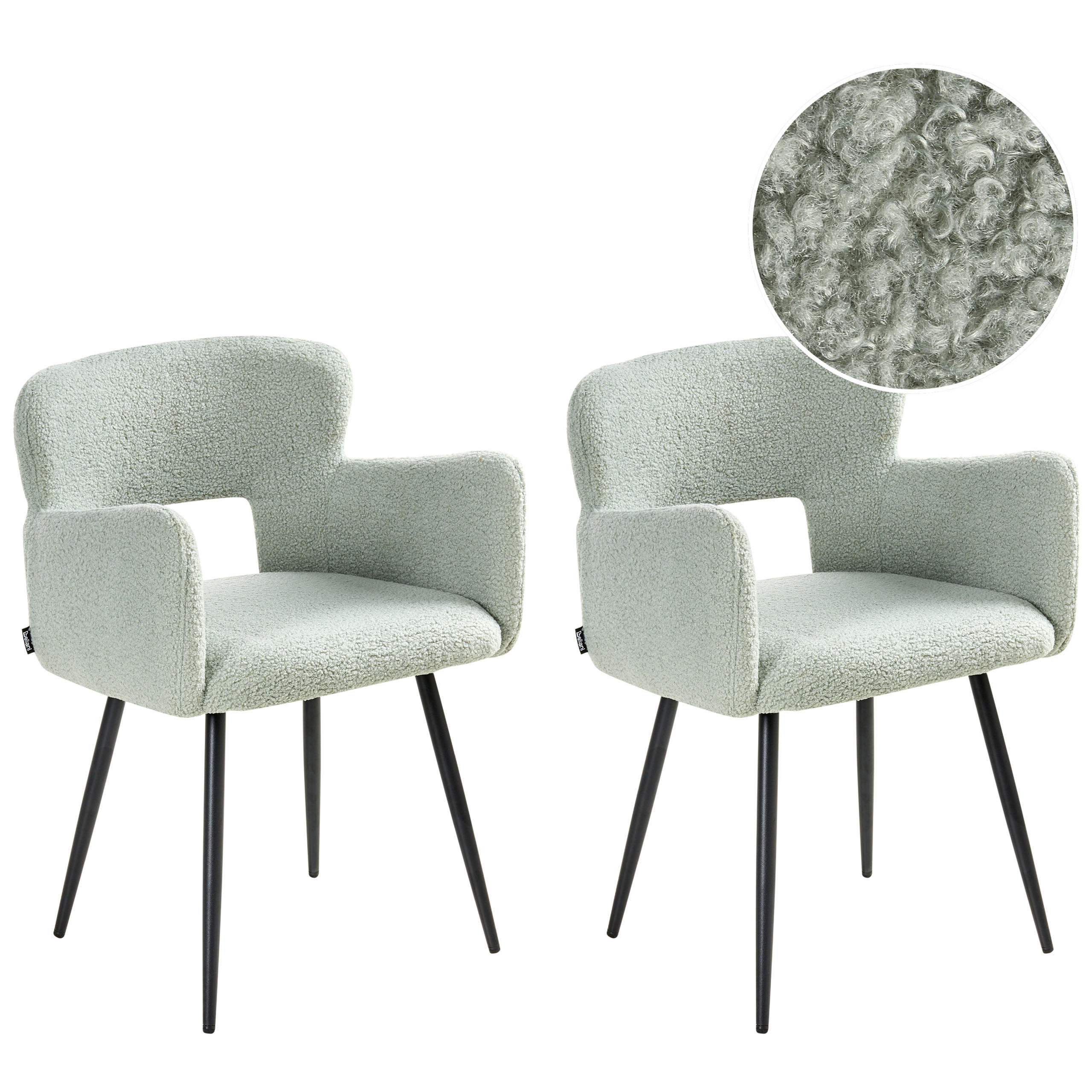 ESSZIMMERSTUHL 2er-Set Hellgrün Sanilac - Schwarz/Hellgrün, Textil (54/76/50cm) - Beliani