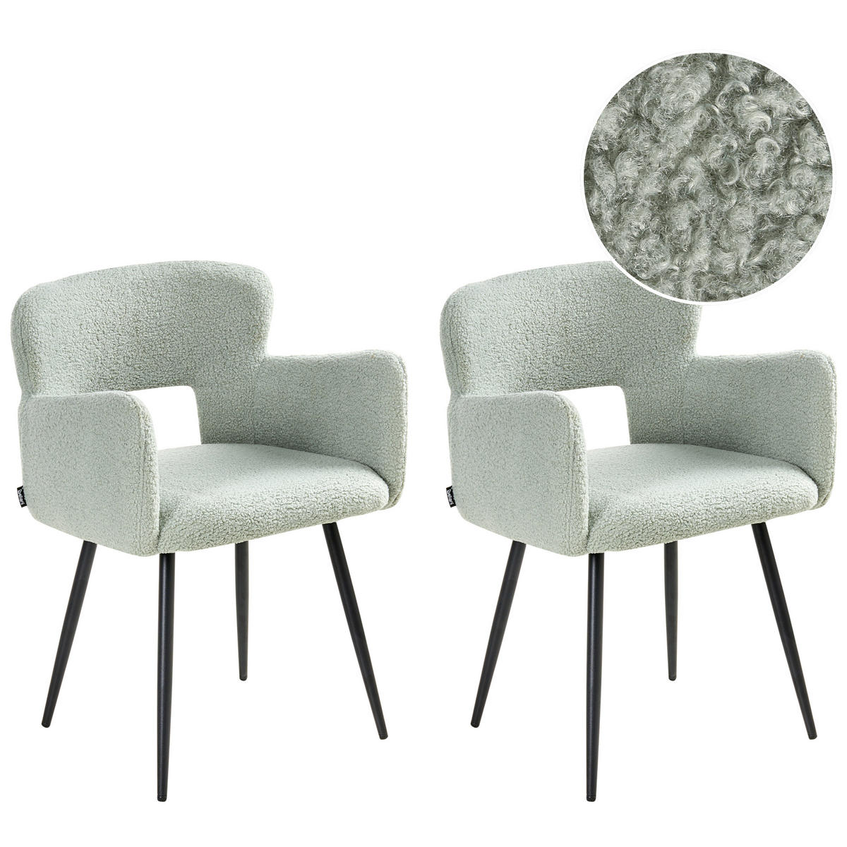 ESSZIMMERSTUHL 2er-Set Hellgrün Sanilac - Schwarz/Hellgrün, Textil (54/76/50cm) - Beliani