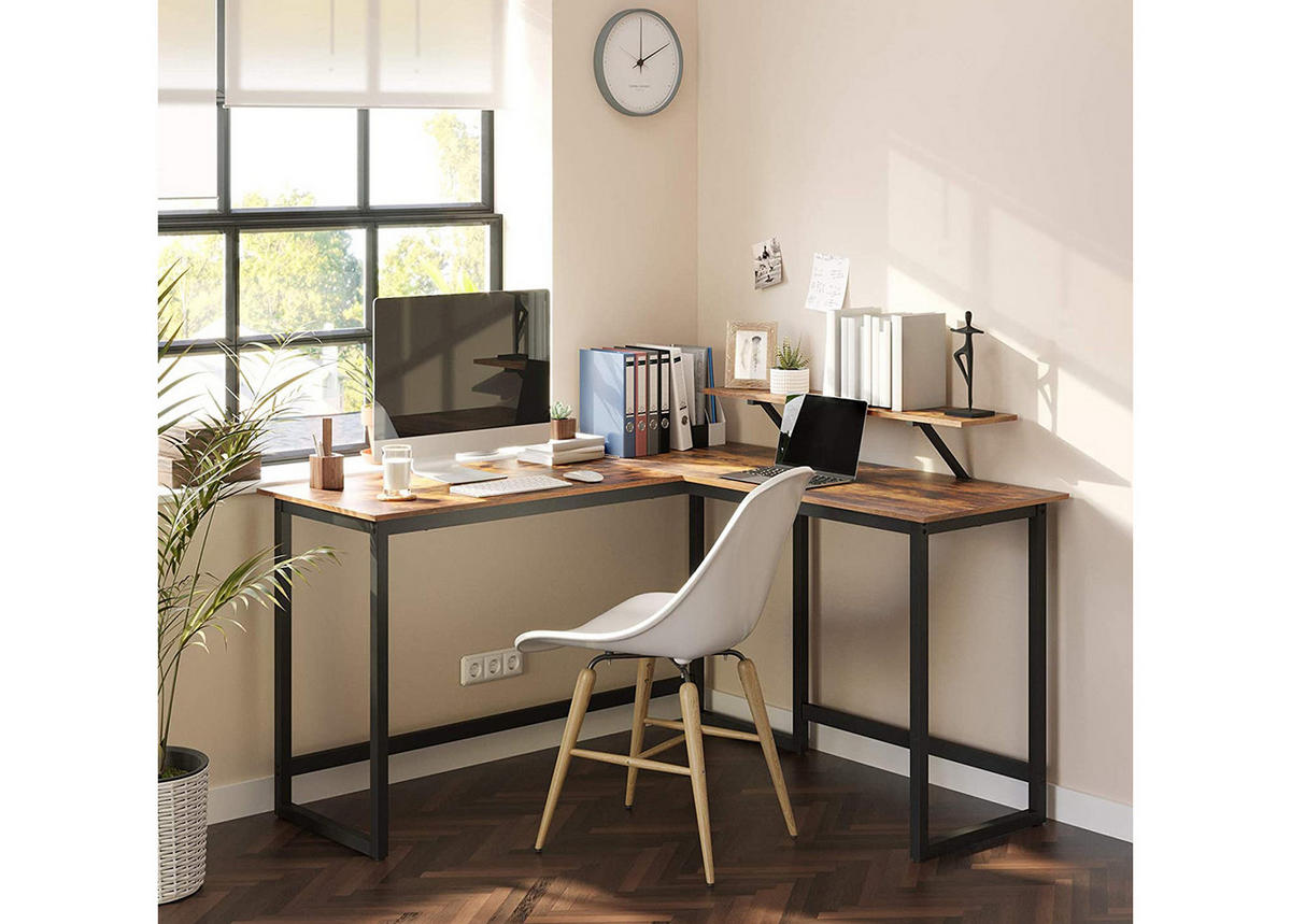 ECK-COMPUTERTISCH braun/schwarz - Braun, Holzwerkstoff (140/130/76cm) - A2A Home