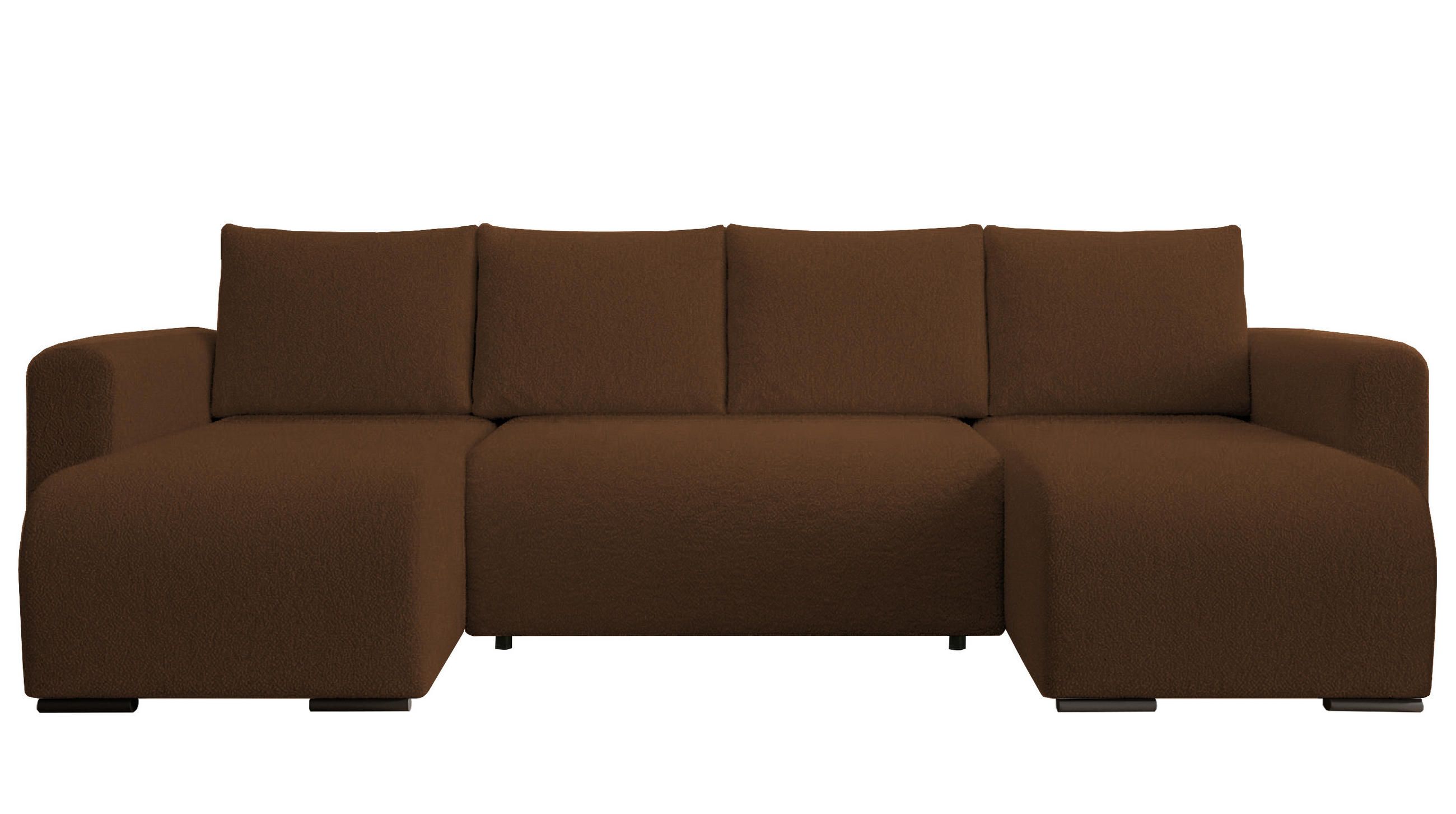 WOHNLANDSCHAFT DORA U mit Bettkasten und Schlaffunktion, U-Form, bequem - Braun, Textil (305/85/140cm) - Storez24