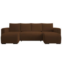 WOHNLANDSCHAFT DORA U mit Bettkasten und Schlaffunktion, U-Form, bequem - Braun, Textil (305/85/140cm) - Storez24