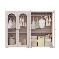 KLEIDERSCHRANK Set 160/50/120 cm babyrosa aus MDF/Acryl verstellbar - Pink, Holzwerkstoff (160/120/50cm) - OKWISH