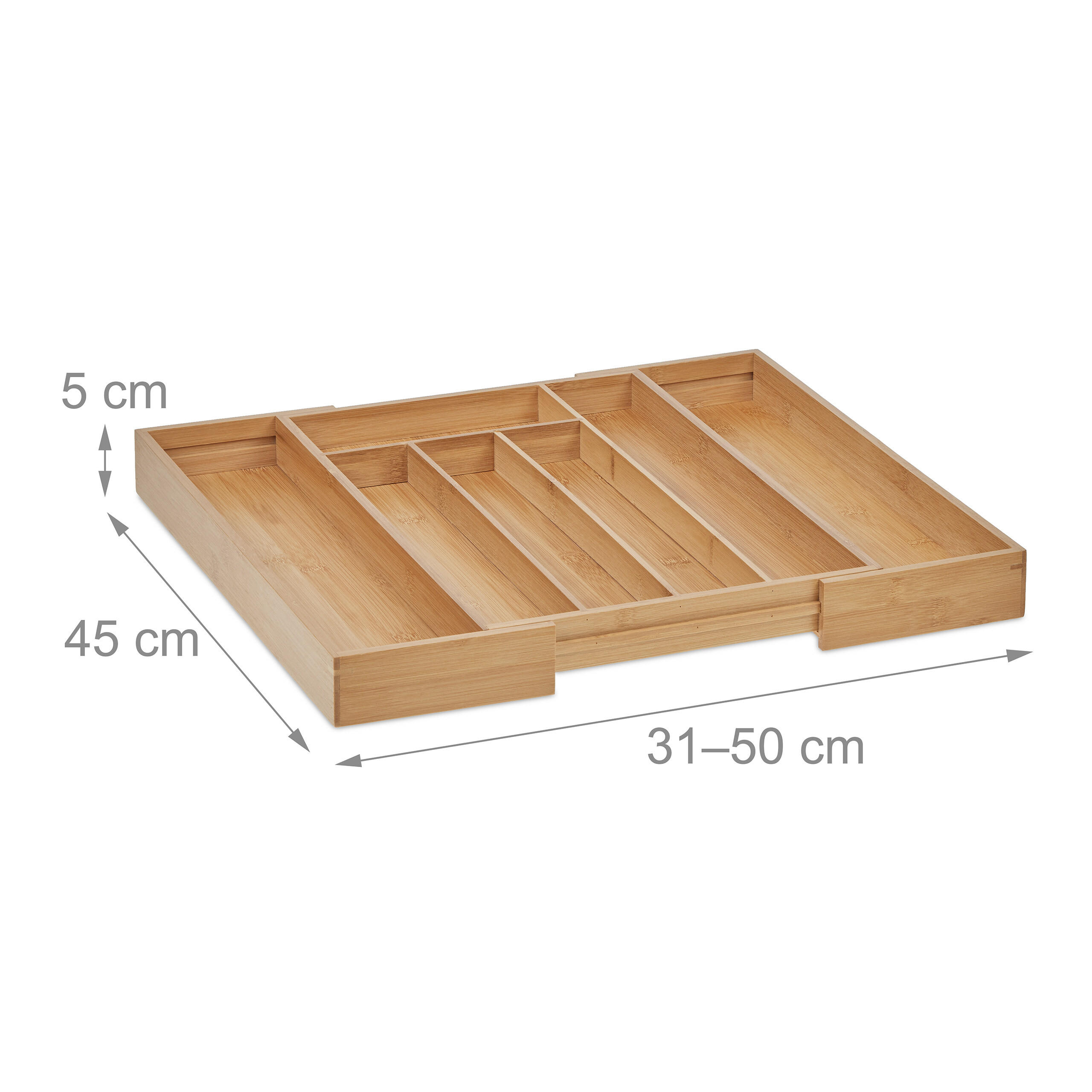 BESTECKKASTEN - Hellbraun, Holz/Kunststoff (50/5/45cm) - Relaxdays