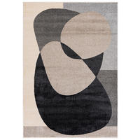 TEPPICH Beige Geometrisch In-Outdoor Pflanzlich Kurzflor Rechteckig 120 x 170 cm - Beige/Schwarz, Textil (120/170cm) - Mazovia