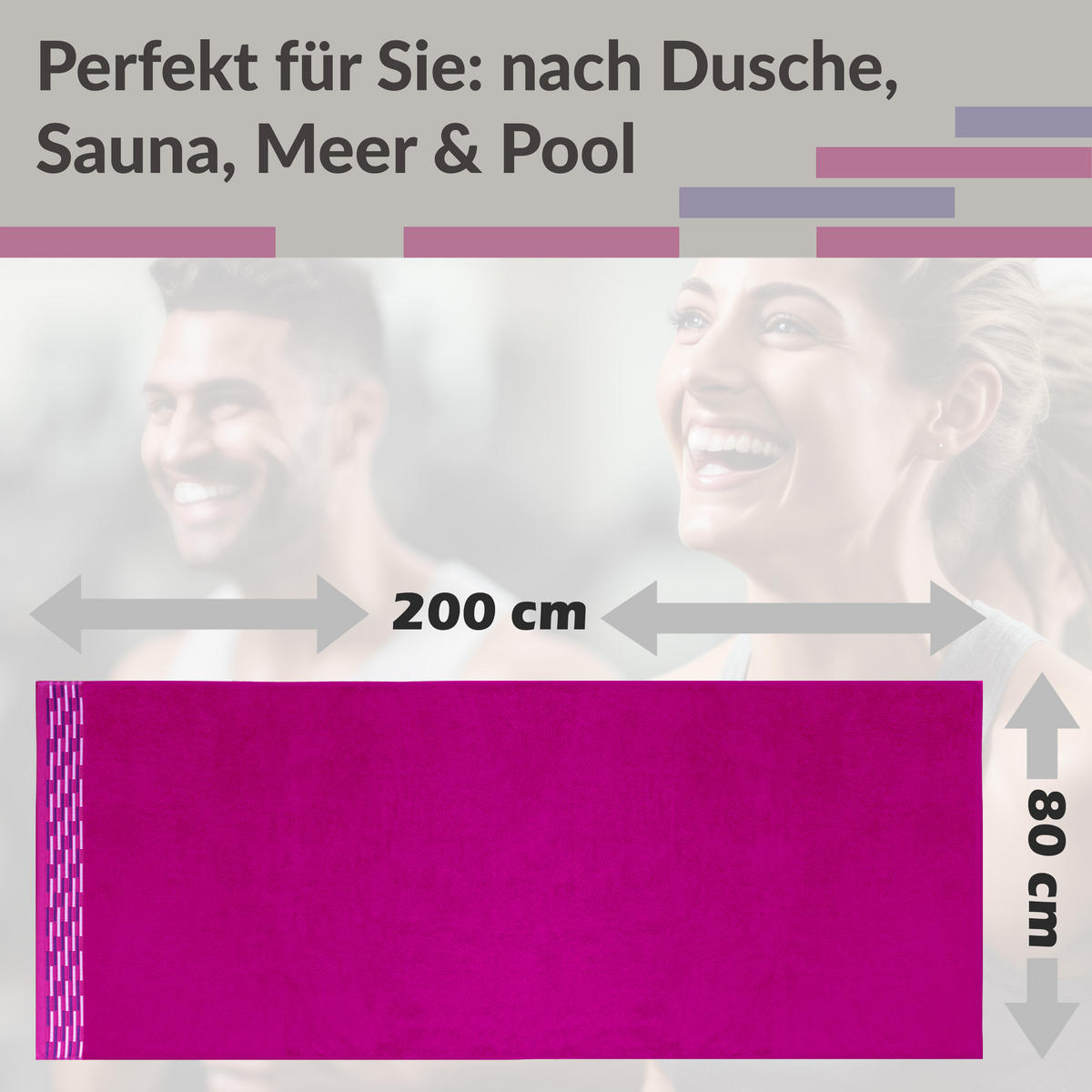 SAUNATUCH Lugano Purpur 80x200 cm - Pink, Textil (80/200cm) - Lashuma