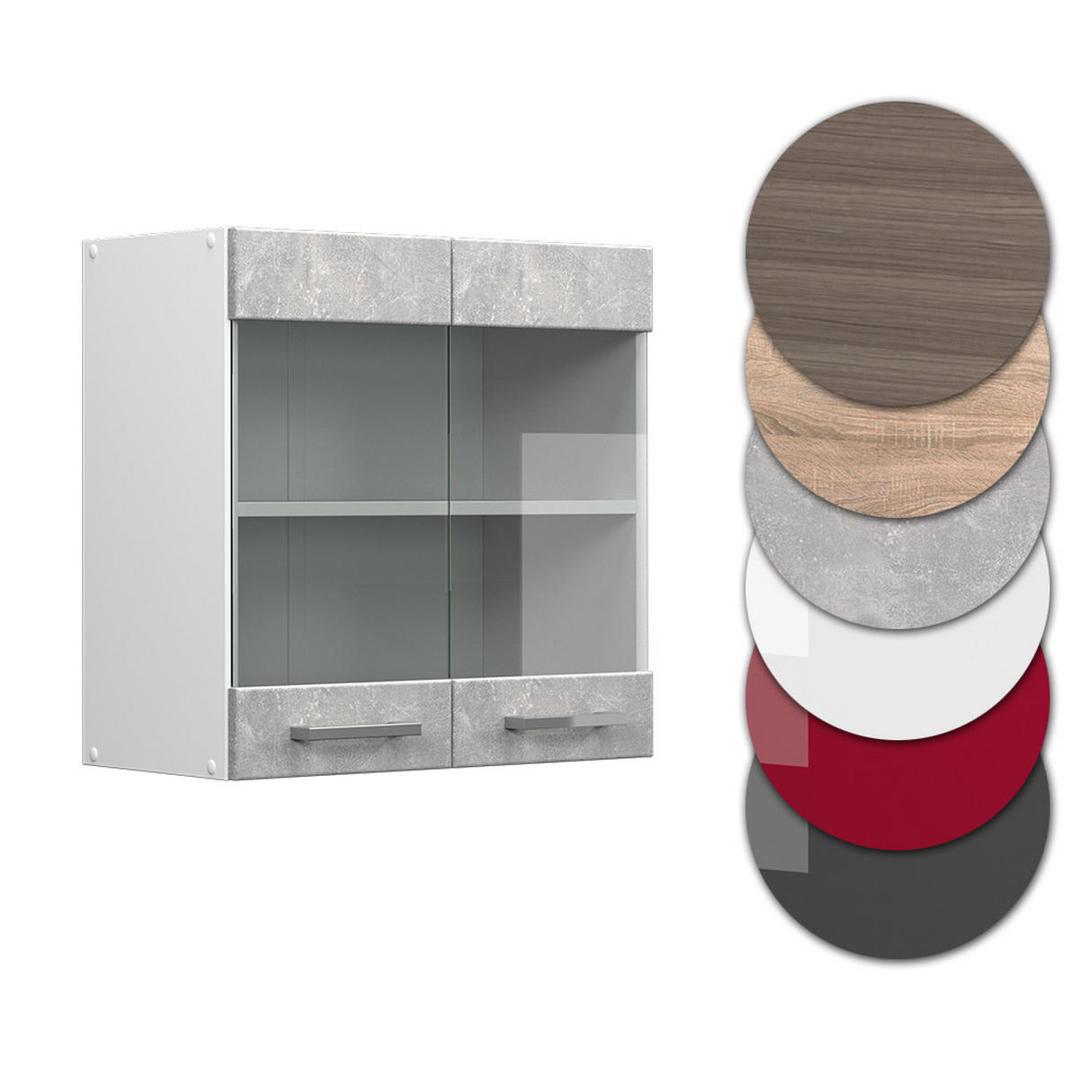 KÜCHENGLASSCHRANK R-Line Beton 60 cm - Schieferfarben/Hellgrau, Holzwerkstoff (60/60/31cm) - Vicco