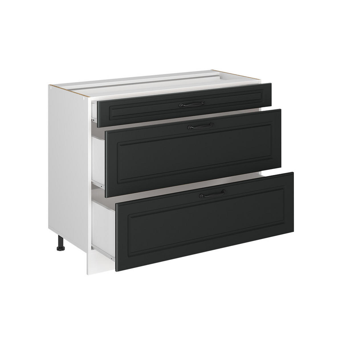 KÜCHENUNTERSCHRANK R-Line, Anthrazit Landhaus/Weiß, 100 cm Arbeitsplatte Marmor - Anthrazit/Weiß, Holzwerkstoff (100/81.6/60cm) - Vicco