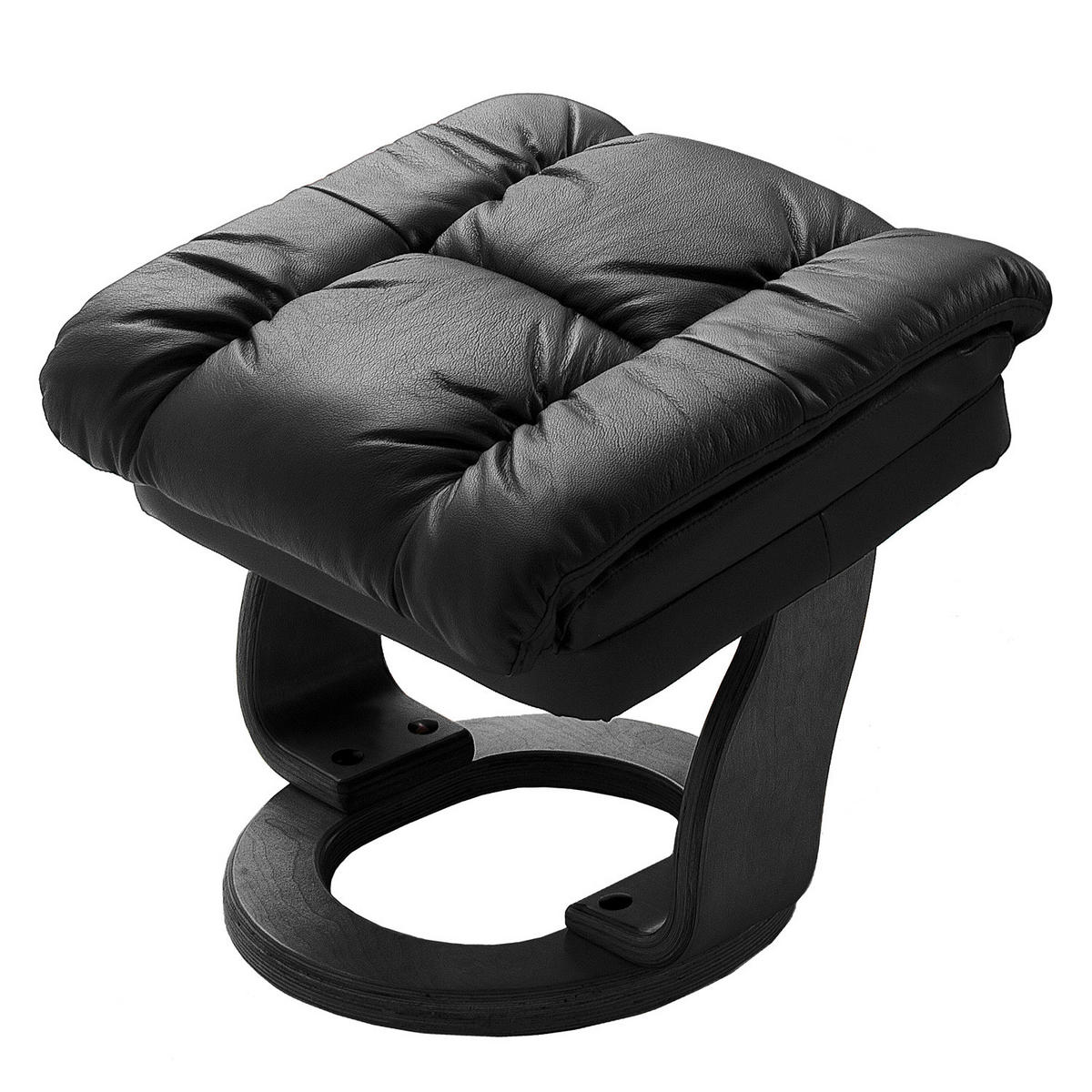 RELAXSESSEL - 2-teilig - Holzwerkstoff / Echtleder / Kunstleder - Schwarz, Leder/Birkenholz (90/104/91cm) - home24
