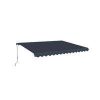 EINTEILIGE MARKISE Vecchio Grau 4m x 3m - Premium-Leinwand 320g/m² - Grau, Metall (395/270/300cm) - Cazeboo